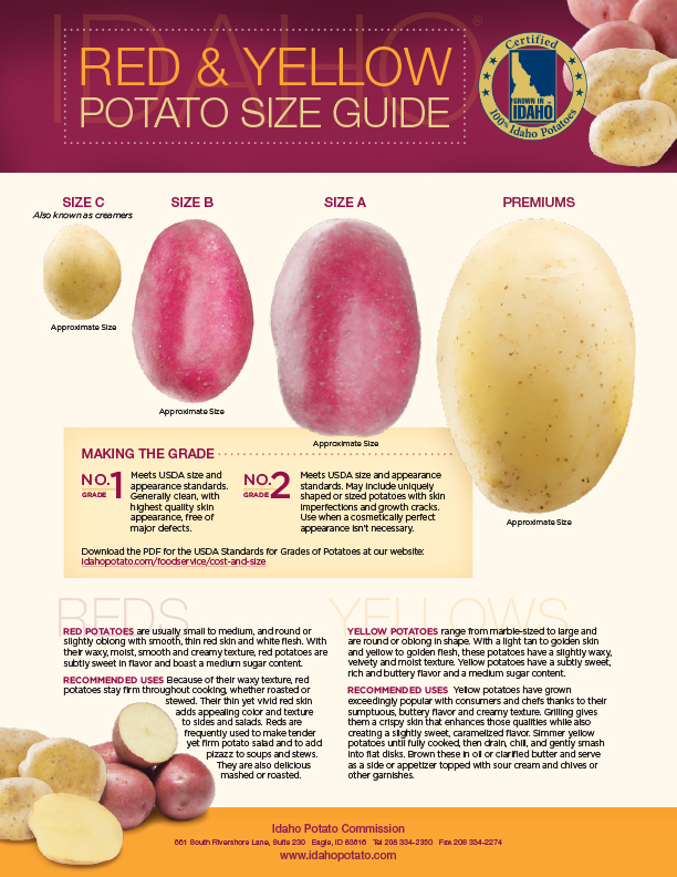 Red & Yellow Potato Size Guide