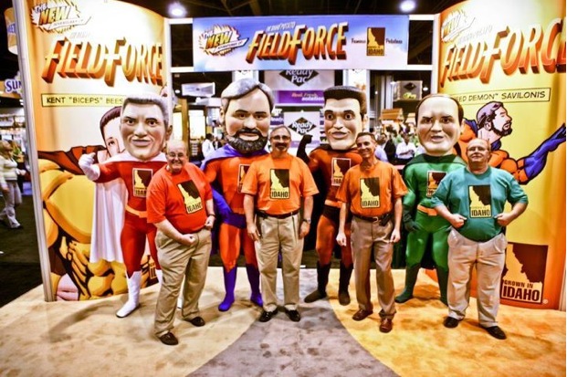 The Fearless Field Force pose with their superhero alter egos (from left to right: Larry Whiteside, Bill Savilonis, Kent Beesley, Ken Tubman).